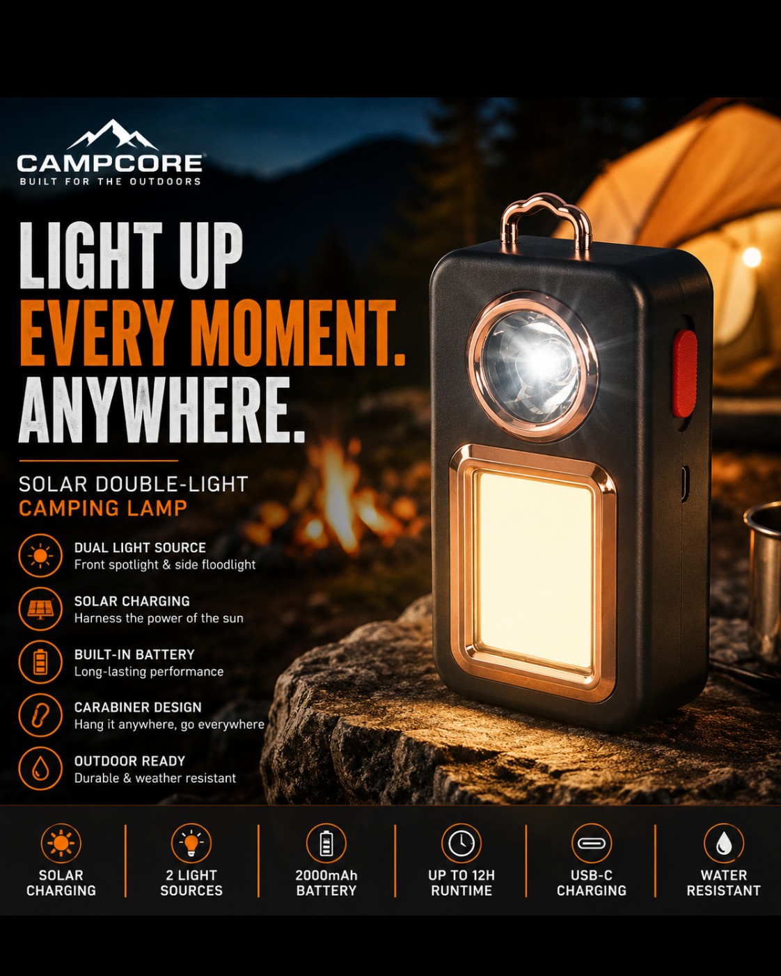 CampCore Solar Camping Lantern