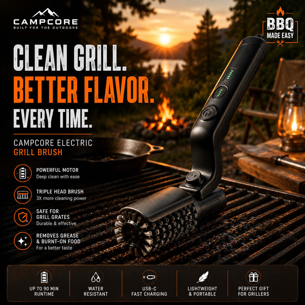 CampCore Electric Grill Brush Kit with Replacement Heads