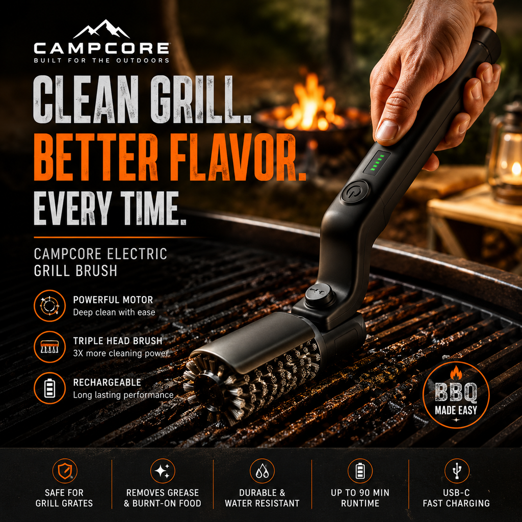CampCore Foldable Electric Grill Brush