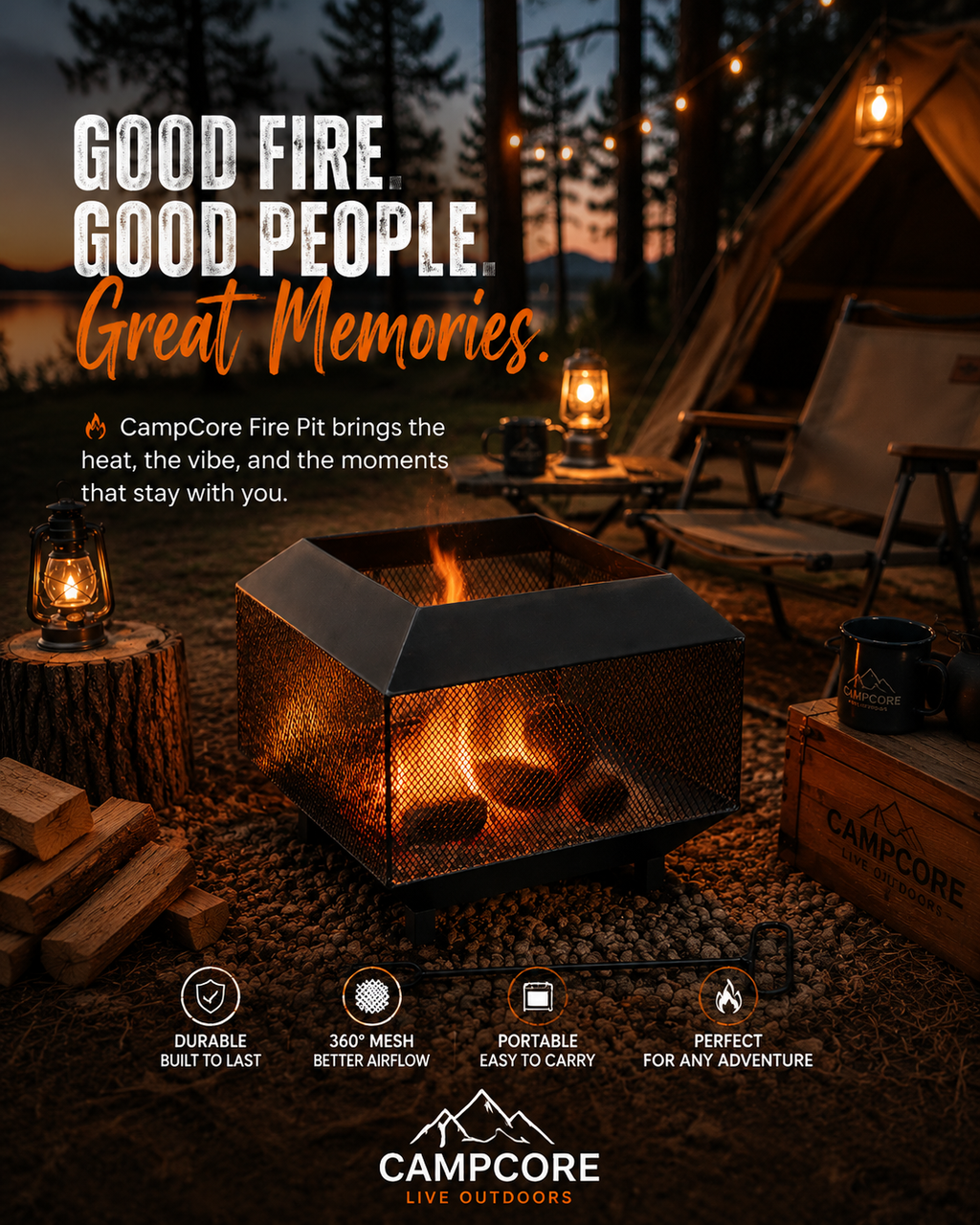 CampCore Portable Fire Pit