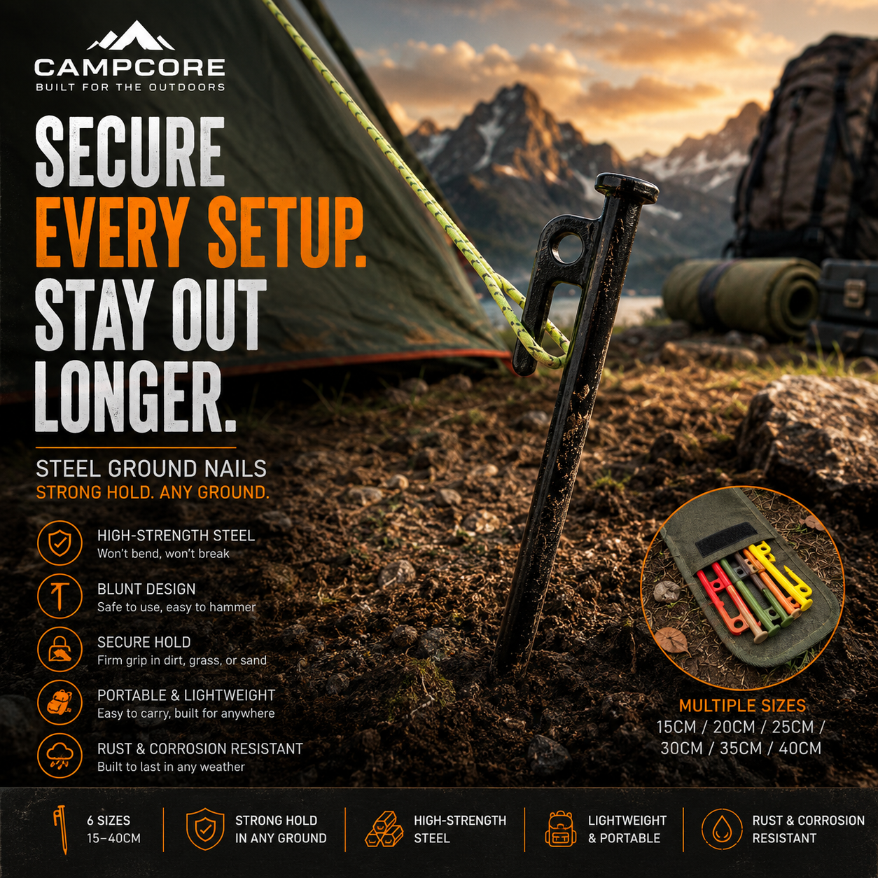CampCore Stahl-Zeltheringe
