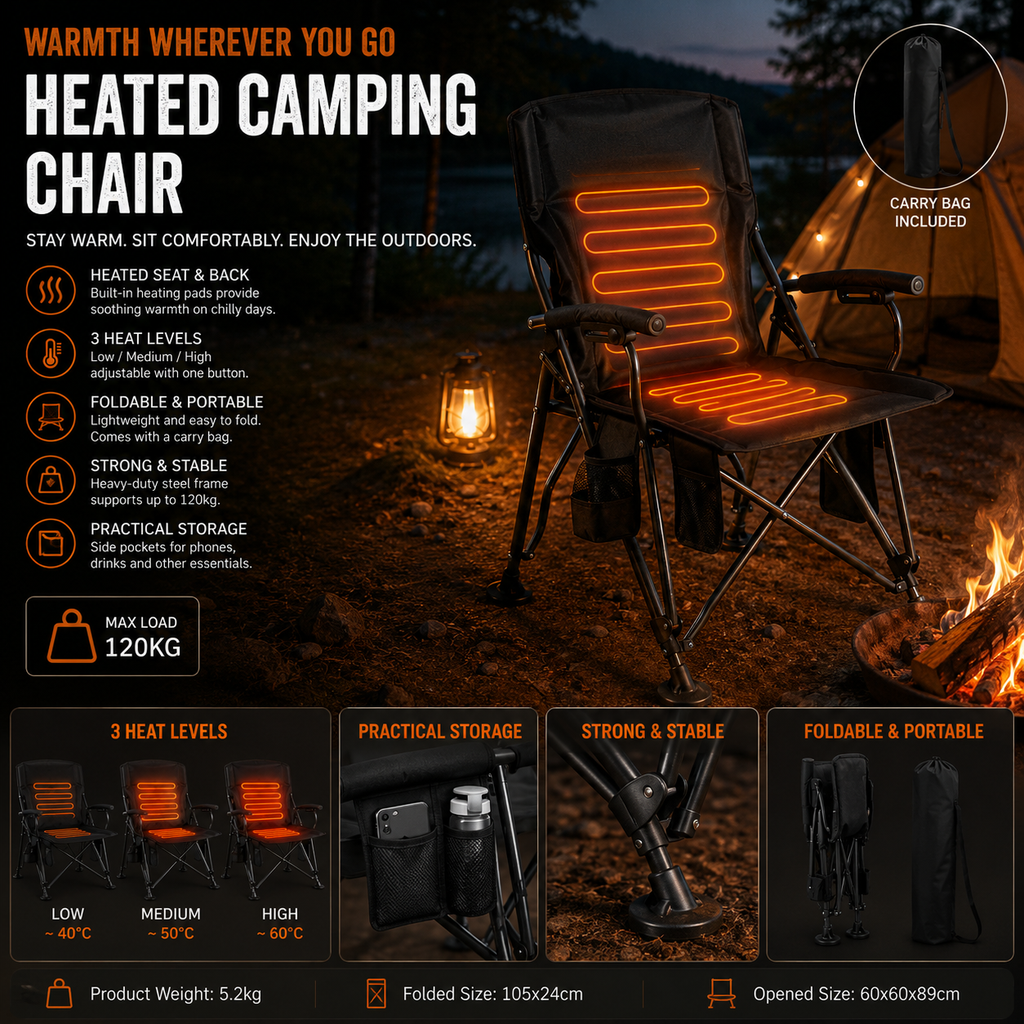 CampCore Heated Foldable Camping Chair