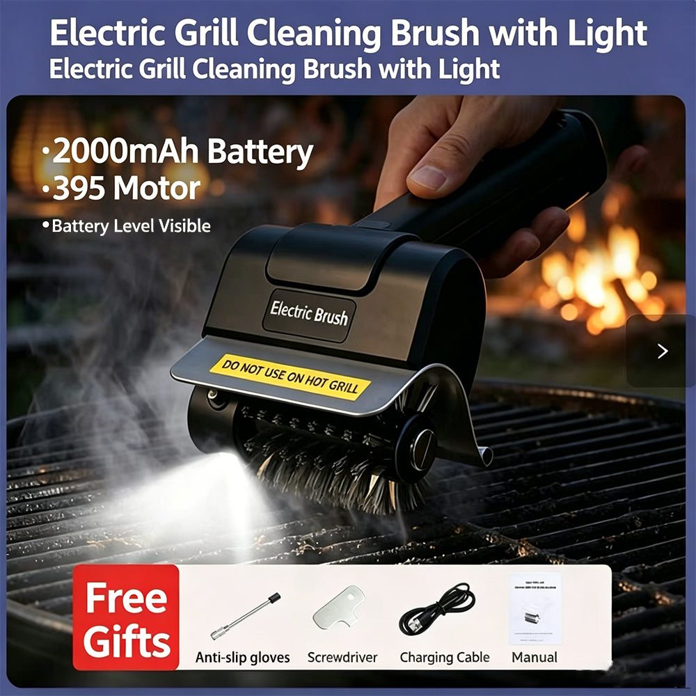 Cordless Electric Grill Cleaning Brush – Stainless Steel, 2000mAh